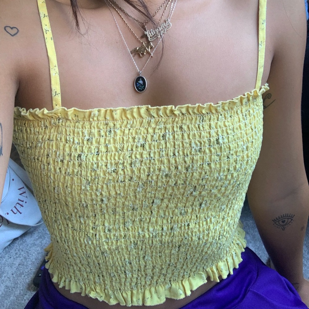 Brandy Melville Floral Smocked Tank Top